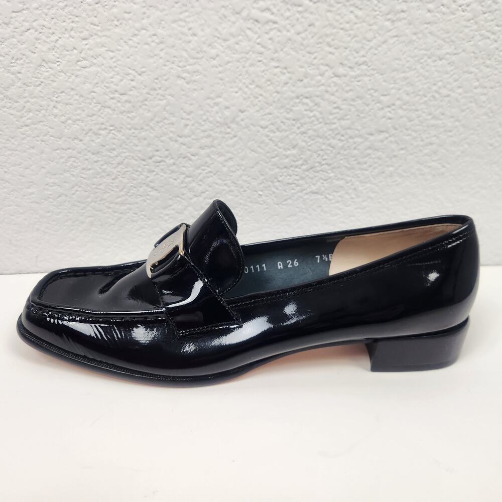 Salvatore Ferragamo Nero Nappy Calf Loafer Black Patent Leather 7.5B Narrow - Picture 2 of 12